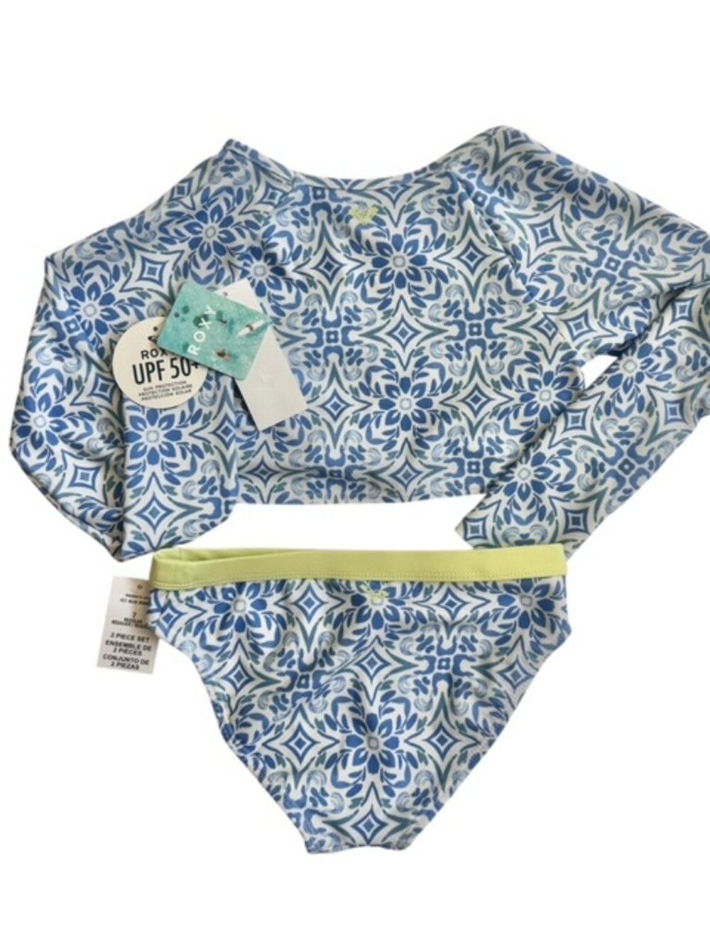 NEW Roxy 2 Pc Girl's Size 7 Rash Guard Swim - Picture 2 of 6